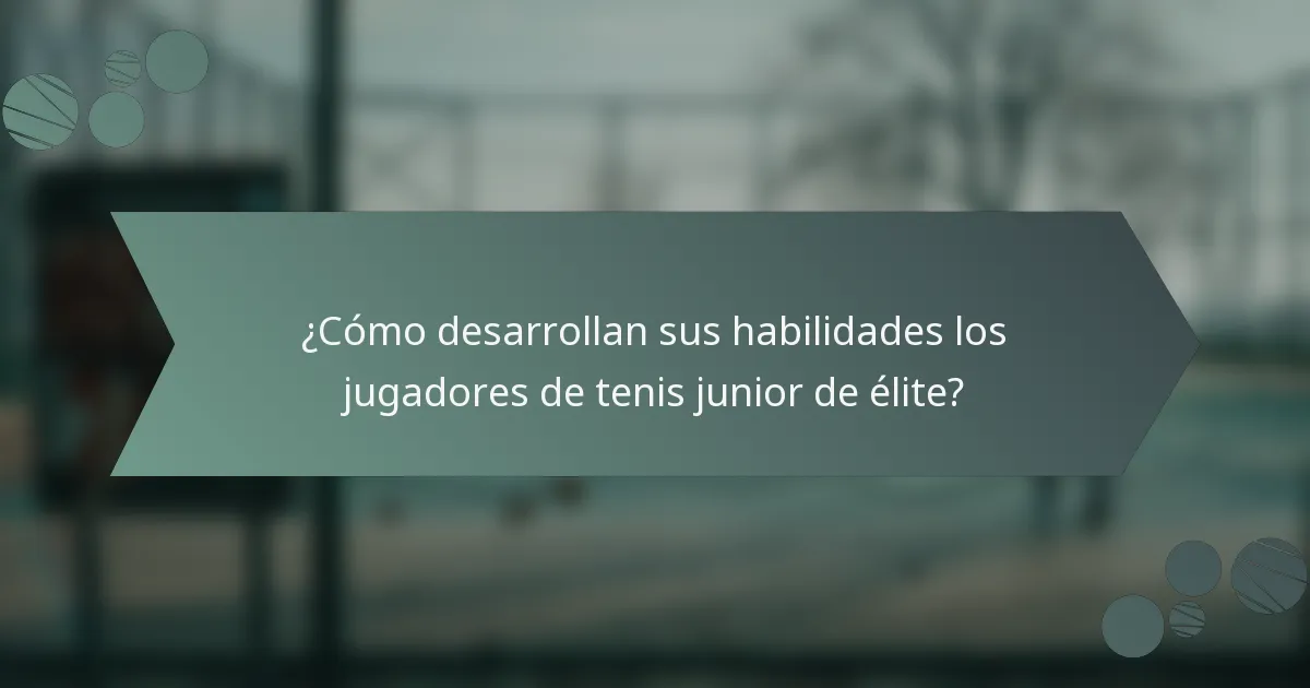 ¿Cómo desarrollan sus habilidades los jugadores de tenis junior de élite?