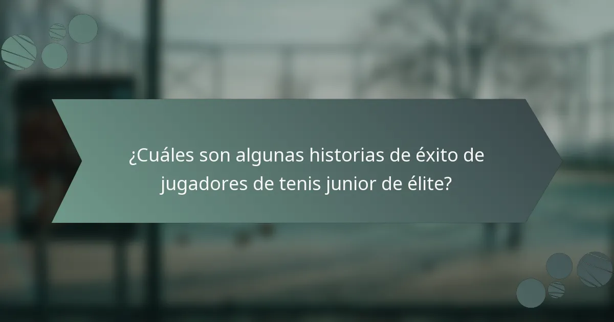 ¿Cuáles son algunas historias de éxito de jugadores de tenis junior de élite?