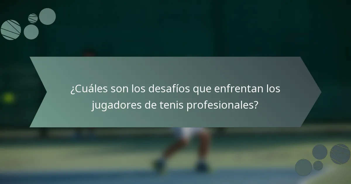 ¿Cuáles son los desafíos que enfrentan los jugadores de tenis profesionales?