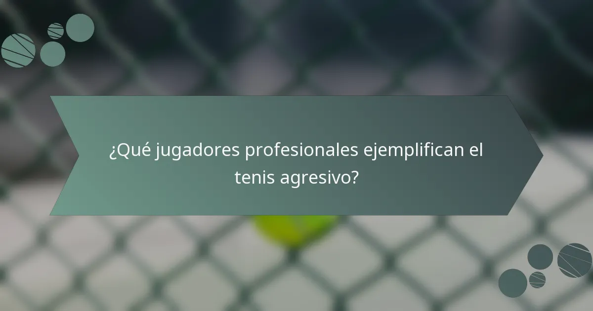 ¿Qué jugadores profesionales ejemplifican el tenis agresivo?